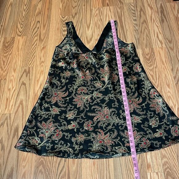 Vintage Black Satin Print Chemise,  Large - Picture 4 of 7